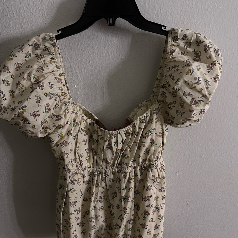 Altar'd State Floral Puff Sleeve Blouse - Cream